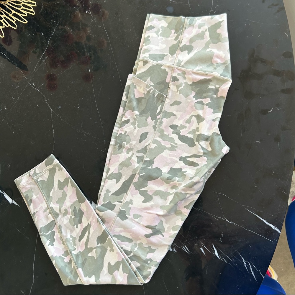 Athleta Salutation  Camouflage Leggings - Green and Pink